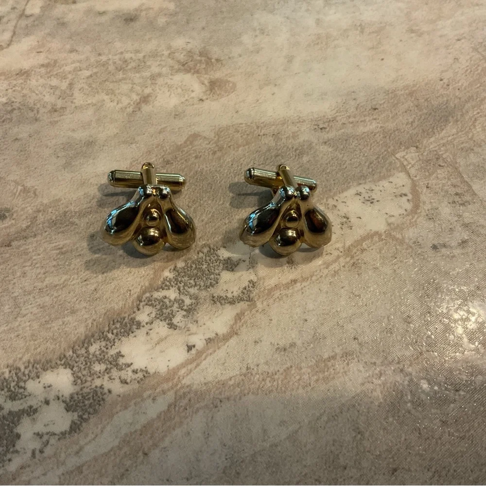 Bowling Ball Pins Cuff Links Silvertone vintage